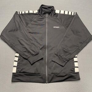 Kaepa Track Jacket Mens Medium Black Full‎ Zip Polyester Athletic Warm Up